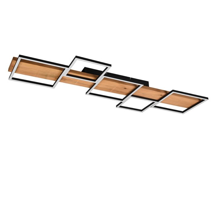 Plafón de techo de madera marrón, Justian, 42W, 3000K LED, regulable en 3 pasos
