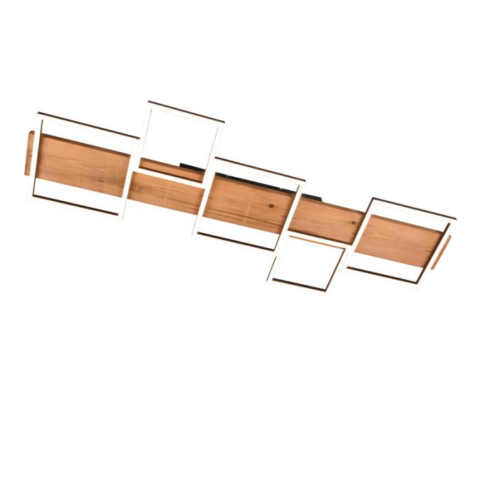 Plafón de techo de madera marrón, Justian, 42W, 3000K LED, regulable en 3 pasos
