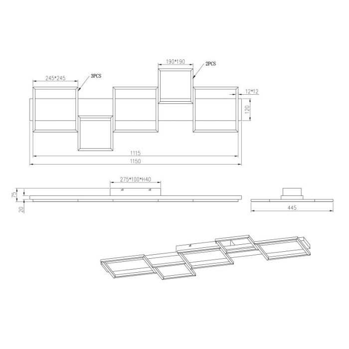 Plafón de techo de madera marrón, Justian, 42W, 3000K LED, regulable en 3 pasos