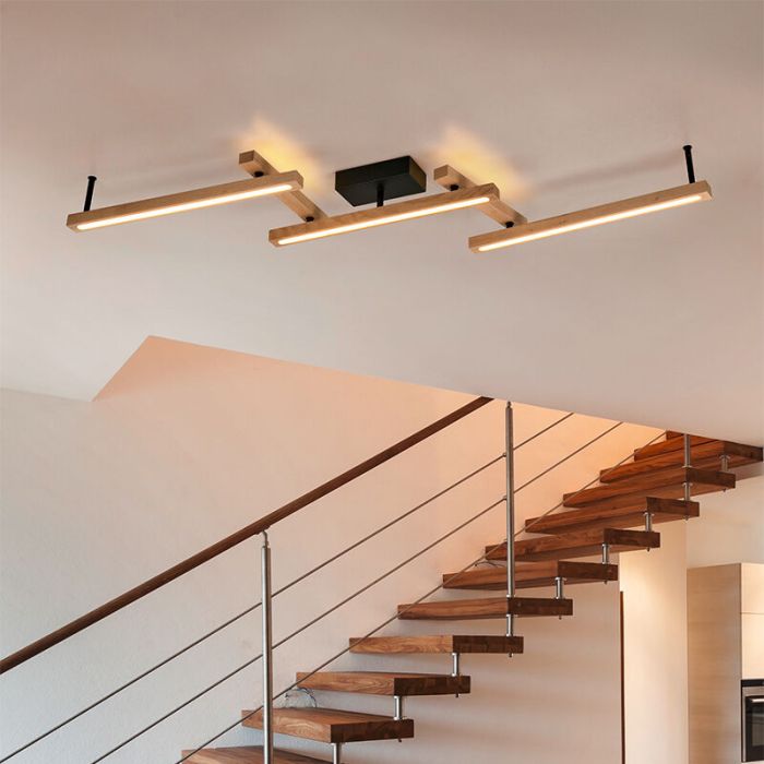 Plafón de techo moderno marrón, Kelley, 36W, ajustable entre luz blanco cálido y frío LED, con mando a distancia