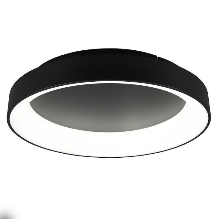 Plafón de techo moderno negro, Jered, 48W, ajustable entre luz blanco cálido y frío LED, con mando a distancia