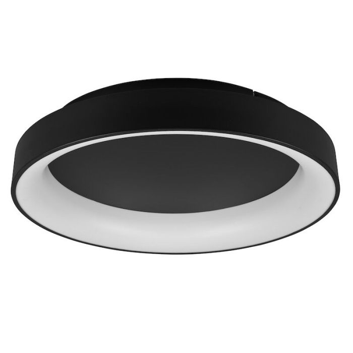 Plafón de techo moderno negro, Jered, 48W, ajustable entre luz blanco cálido y frío LED, con mando a distancia