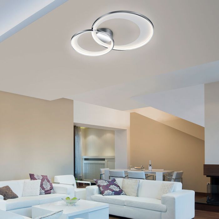 Plafón de techo moderno cromado, Kendi, 29W, 3000K LED