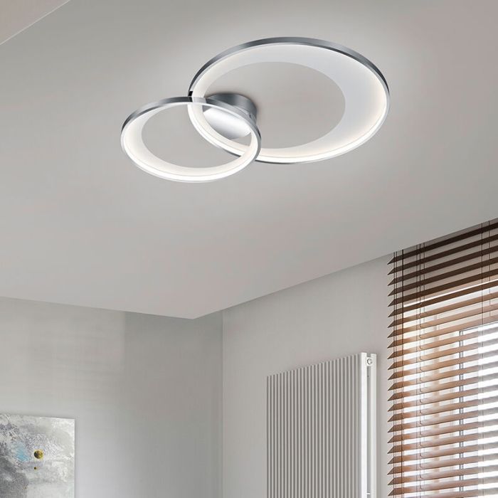 Plafón de techo moderno cromado, Kendi, 29W, 3000K LED