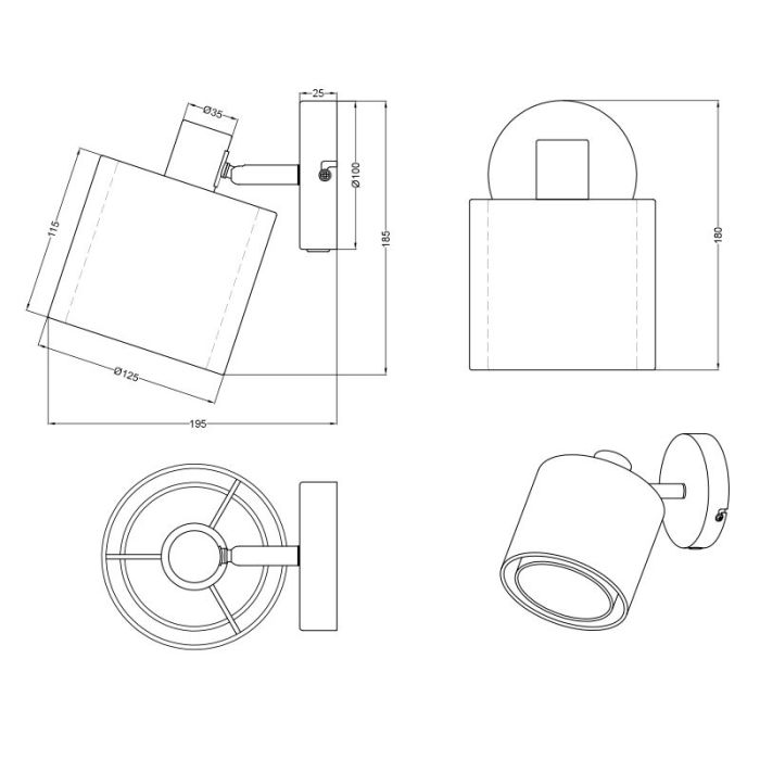 Foco de pared moderno antracita, Mirle