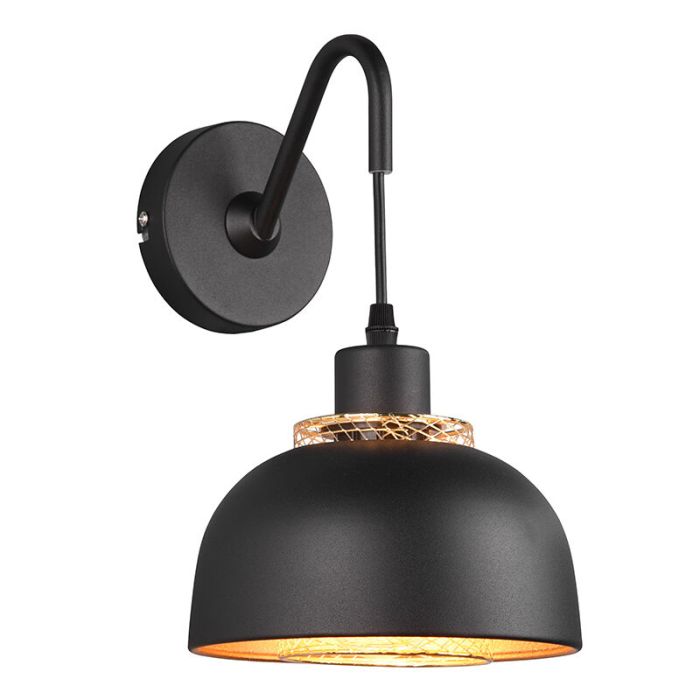 Aplique industrial negro, Sylvano, con interruptor
