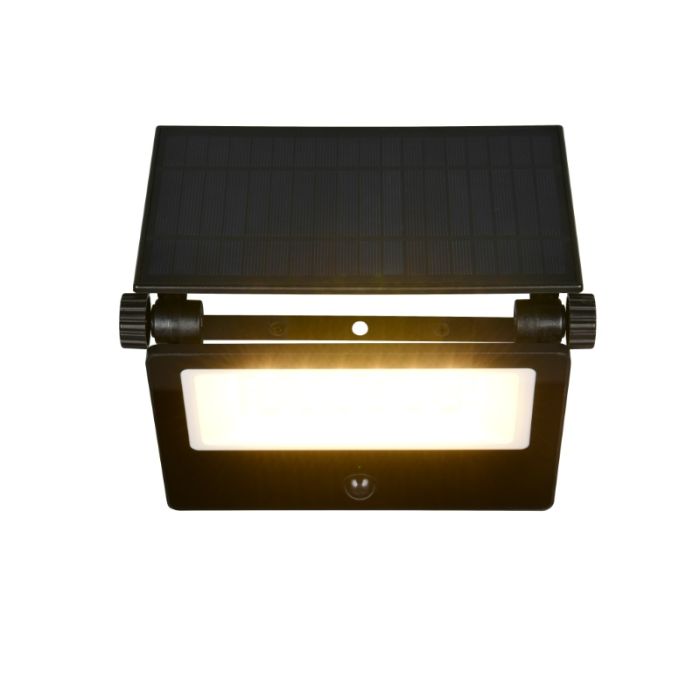 Aplique solar exterior moderno negro, Mihriban, 18W, white switch LED, IP54