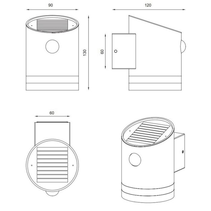 Aplique exterior con sensor de movimiento moderno antracita, Suzan, 3W, 3000K LED, IP44