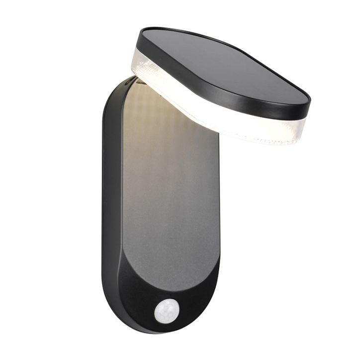 Aplique solar exterior moderno negro, Laquisha, 3W, 4000K LED, IP44
