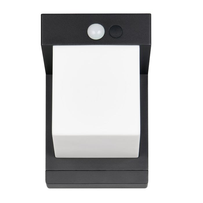 Aplique solar exterior moderno negro, Kadija, 5,5W, 4000K LED, IP44