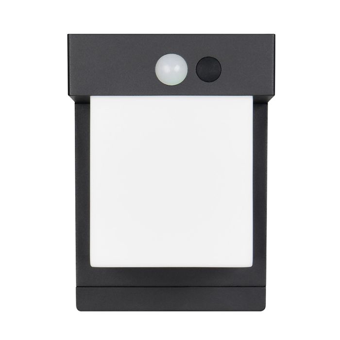 Aplique solar exterior moderno negro, Kadija, 5,5W, 4000K LED, IP44