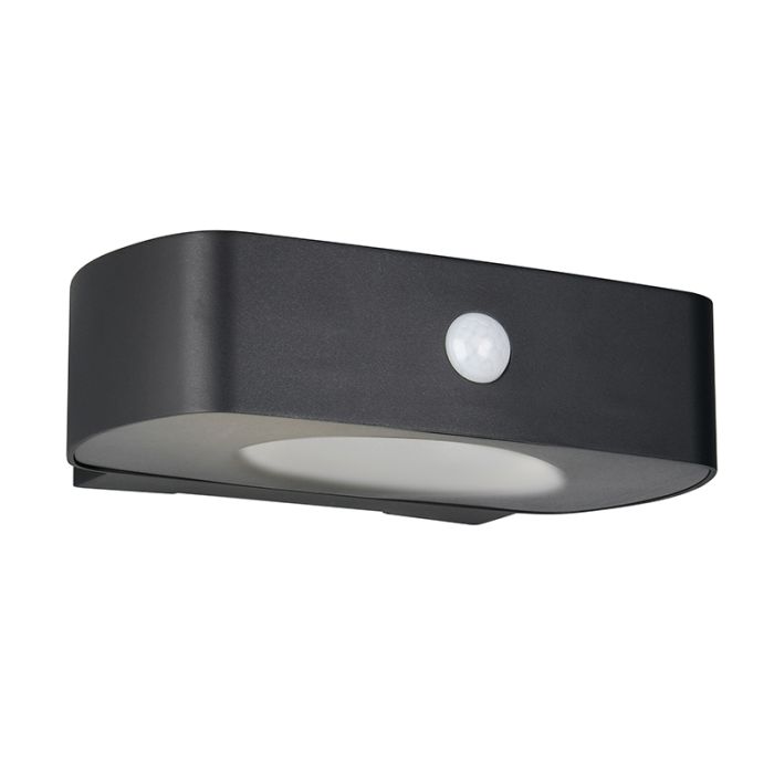 Aplique solar exterior moderno negro, Pytsje, 6W, 4000K LED, IP44, con interruptor