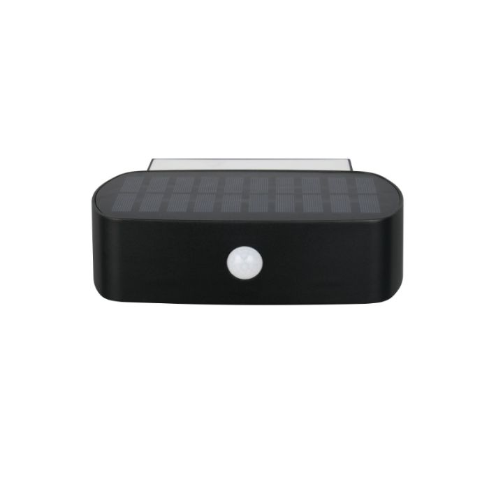 Aplique solar exterior moderno negro, Pytsje, 6W, 4000K LED, IP44, con interruptor