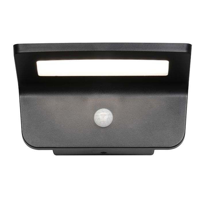 Aplique solar exterior moderno negro, Mukaddes, 8W, 4000K LED, IP44
