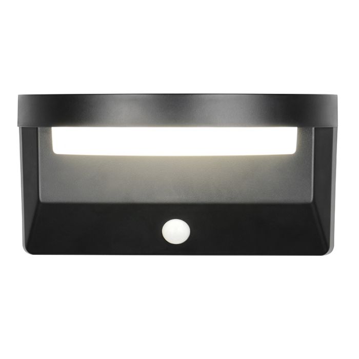 Aplique solar exterior moderno negro, Neelam, 8W, 4000K LED, IP44