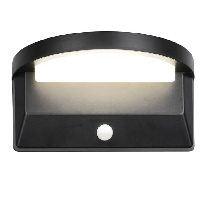 Aplique solar exterior moderno negro, Neelam, 8W, 4000K LED, IP44
