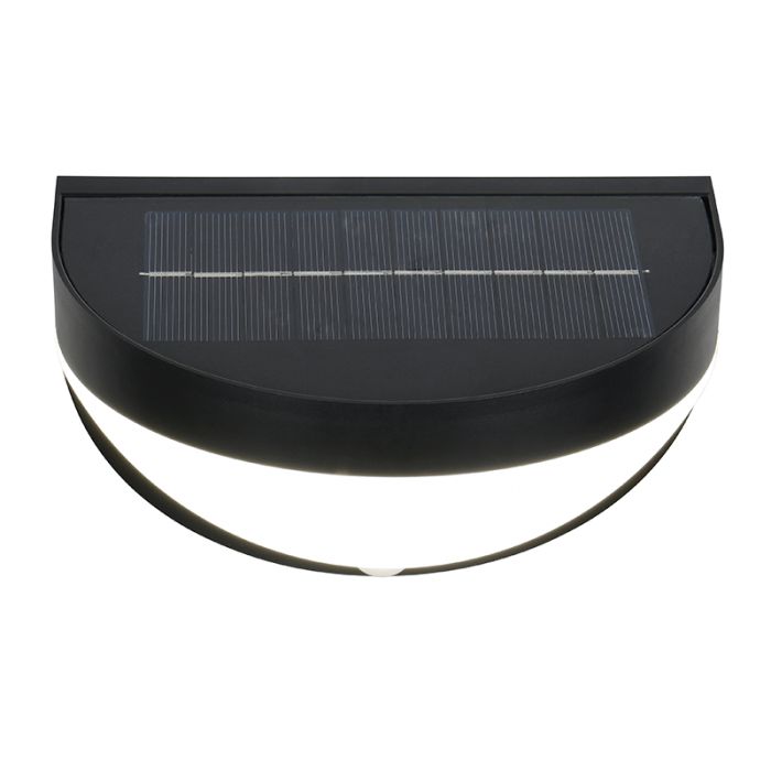 Aplique solar exterior moderno negro, Mutlu, 8W, 4000K LED, IP44
