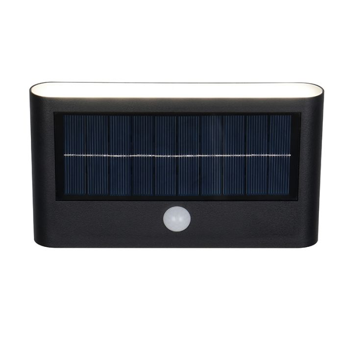 Aplique solar exterior moderno negro, Nefise, 8W, 4000K LED, IP44