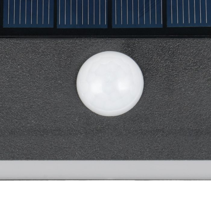 Aplique solar exterior moderno negro, Nefise, 8W, 4000K LED, IP44