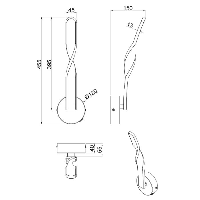 Aplique diseño blanco, Quirinus, 11W, 4000K LED, con interruptor