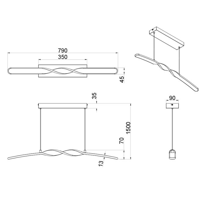 Lámpara colgante diseño blanca, Quirinus, 18W, 4000K LED