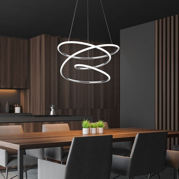 Lámpara colgante diseño cromada, Marell, 36W, 4000K LED, regulable en 3 pasos