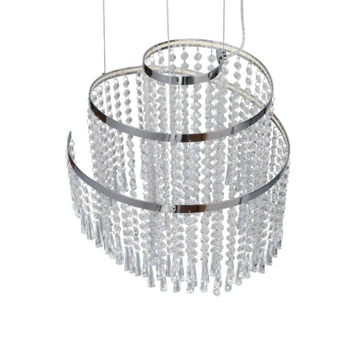 Lámpara de araña diseño cromada, Sjon, 30W, ajustable entre luz blanco cálido y frío LED, regulable en 3 pasos