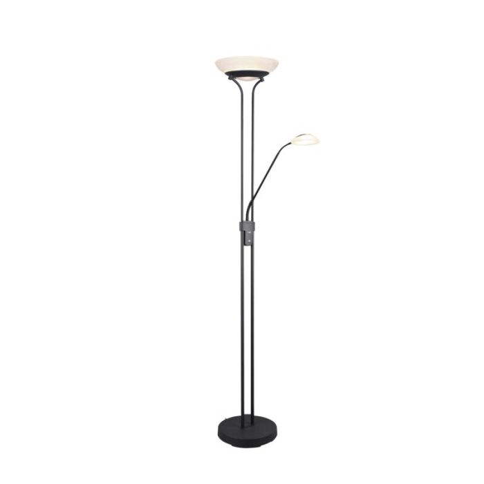 Lámpara de pie de lectura moderna negra, Fredrika, 27W, 3000K LED, con regulador táctil