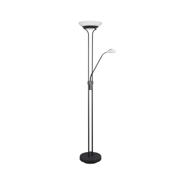 Lámpara de pie de lectura moderna negra, Fredrika, 27W, 3000K LED, con regulador táctil