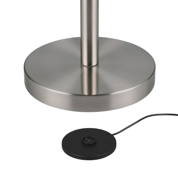 Lámpara de pie recargable moderna níquel, Peniguet, 3W, ajustable entre luz blanco cálido y frío LED, con regulador táctil