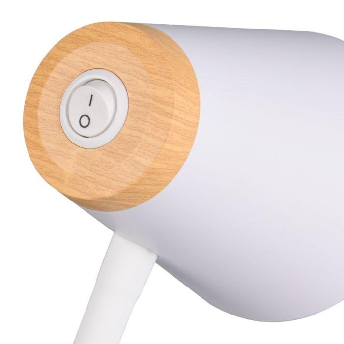 Lámpara de pie moderna blanca, Rahul, 4,5W, 3000K LED, con interruptor