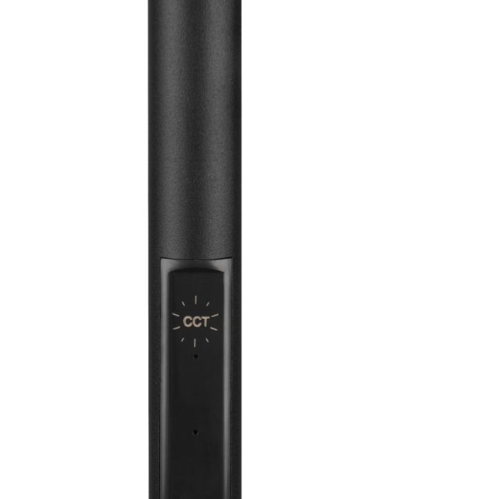 Lámpara de pie moderna negra, Shahid, 17W, ajustable entre luz blanco cálido y frío LED, con regulador táctil