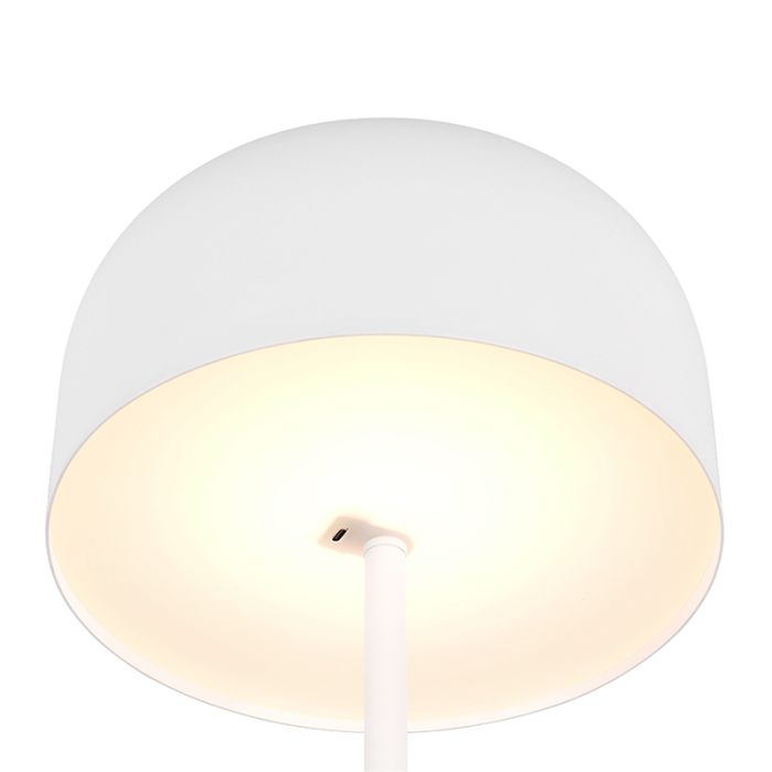 Lámpara de pie recargable moderna blanca, Dustin, 2,5W, 3000K LED, regulable en 3 pasos