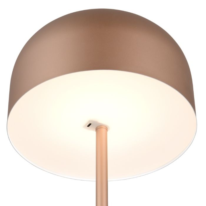 Lámpara de pie recargable moderna marrón, Dustin, 2,5W, 3000K LED, regulable en 3 pasos