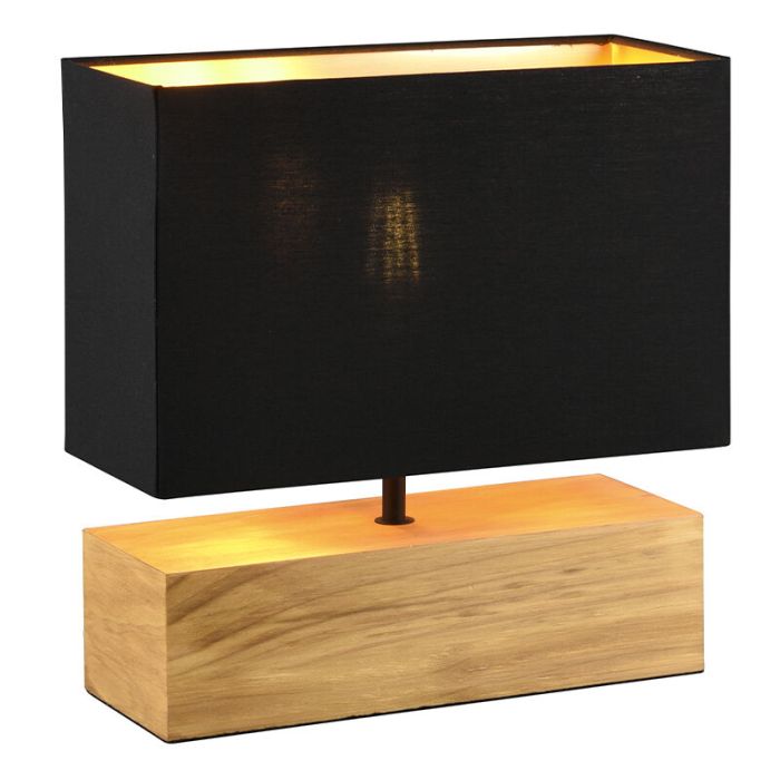 Lámpara de mesa de madera marrón, Job, con interruptor