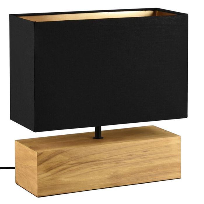 Lámpara de mesa de madera marrón, Job, con interruptor