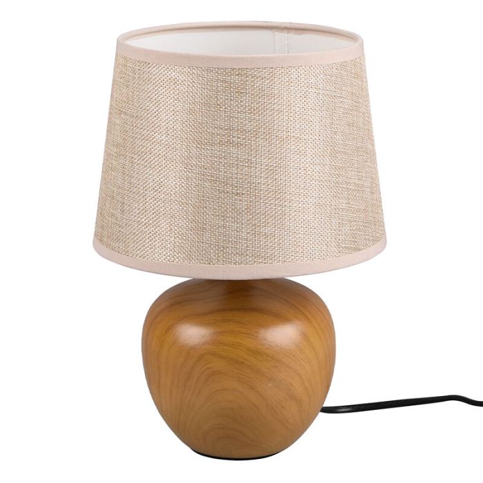 Lámpara de mesa de cerámica beige, Yet, con interruptor