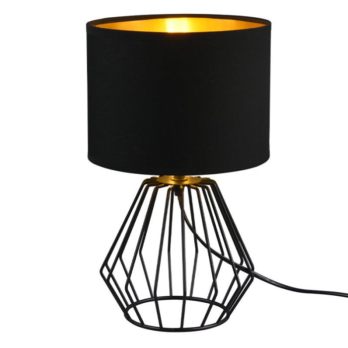 Lámpara de mesa moderna negra, Kjell, con interruptor