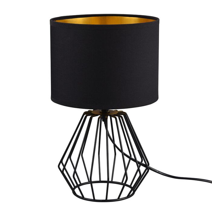 Lámpara de mesa moderna negra, Kjell, con interruptor