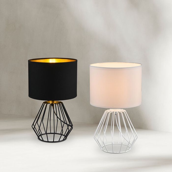 Lámpara de mesa moderna negra, Kjell, con interruptor