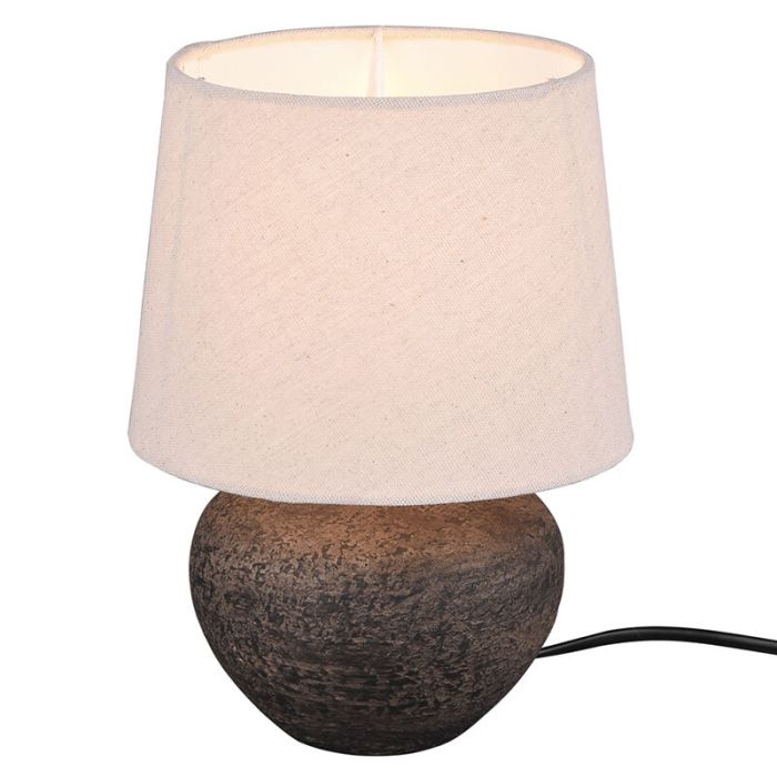 Lámpara de mesa de cerámica marrón, Ulo, con interruptor