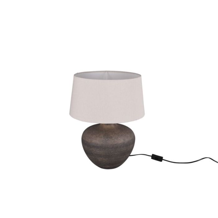 Lámpara de mesa de cerámica marrón, Ulo, con interruptor