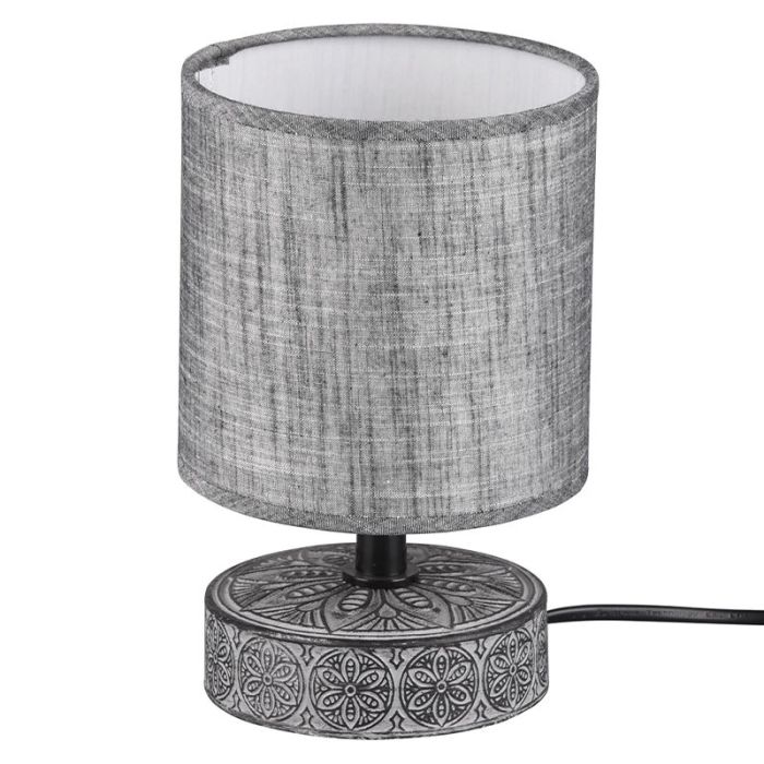 Lámpara de mesa de cerámica gris, Lola, con interruptor