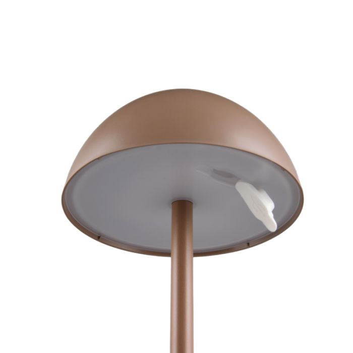 Lámpara de mesa recargable para exterior moderna marrón, Rakesh, 1,7W, 3000K LED, IP54, regulable en 3 pasos