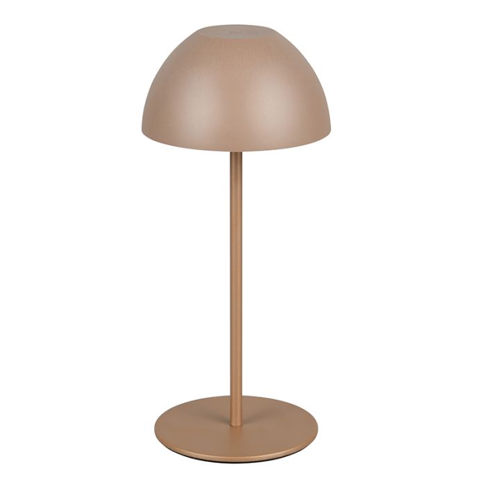 Lámpara de mesa recargable de plástico marrón, Mikhail, 2W, 3000K LED, IP44, con regulador táctil