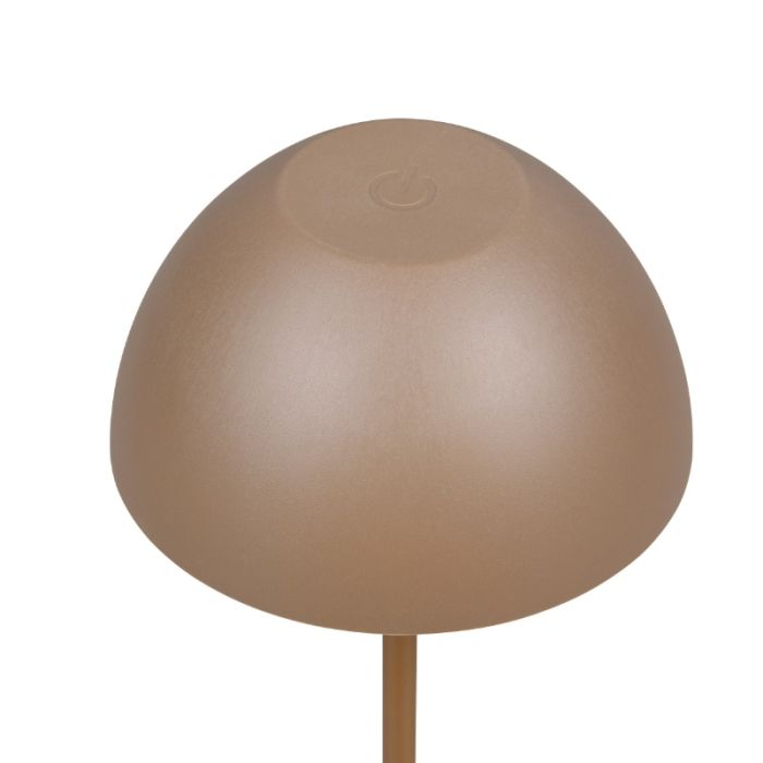 Lámpara de mesa recargable de plástico marrón, Mikhail, 2W, 3000K LED, IP44, con regulador táctil