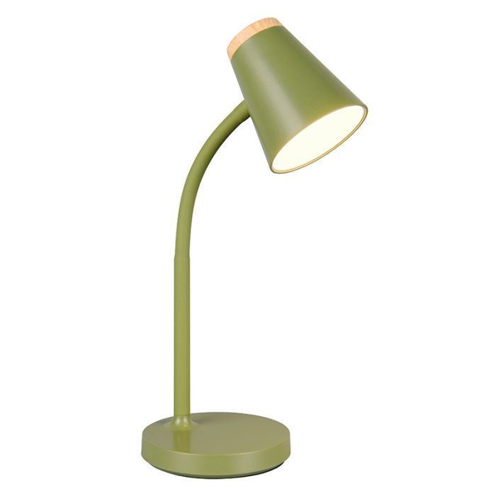 Lámpara de mesa moderna verde, Rahul, 4,5W, 3000K LED, con interruptor