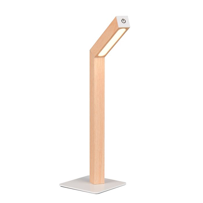 Lámpara de mesa recargable moderna madera, Reijer, 2W, 3000K LED, con regulador táctil