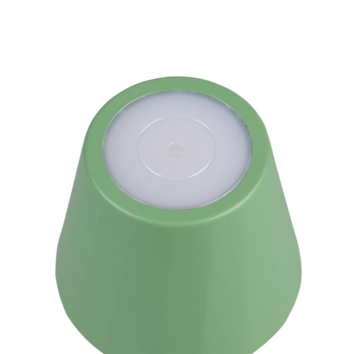 Lámpara de mesa recargable de metal verde, Priya, 1,6W, ajustable entre luz blanco cálido y frío LED, regulable en 3 pasos
