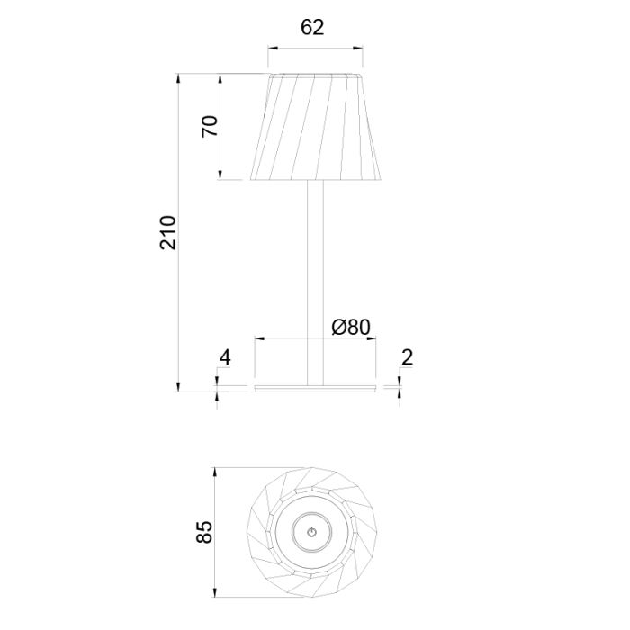 Lámpara de mesa recargable de metal verde, Priya, 1,6W, ajustable entre luz blanco cálido y frío LED, regulable en 3 pasos